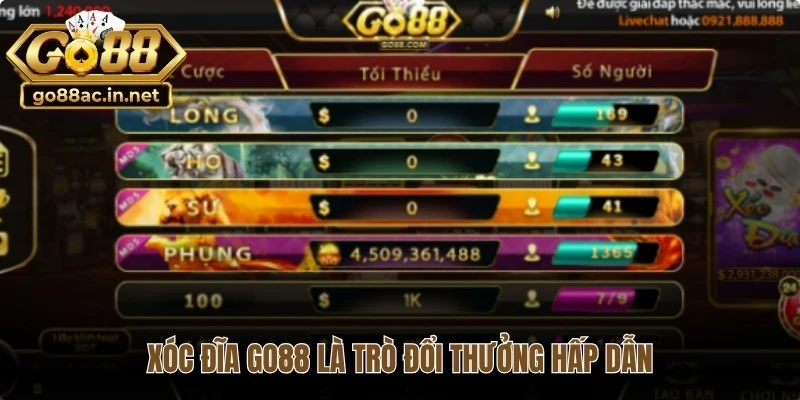 Xóc đĩa Go88 là trò đổi thưởng hấp dẫn, phát triển từ phiên bản truyền thống